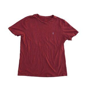 ALLSAINTS Logo T Shirt LARGE Men's Red Crew Neck Short Sleeve 100% Cotton​